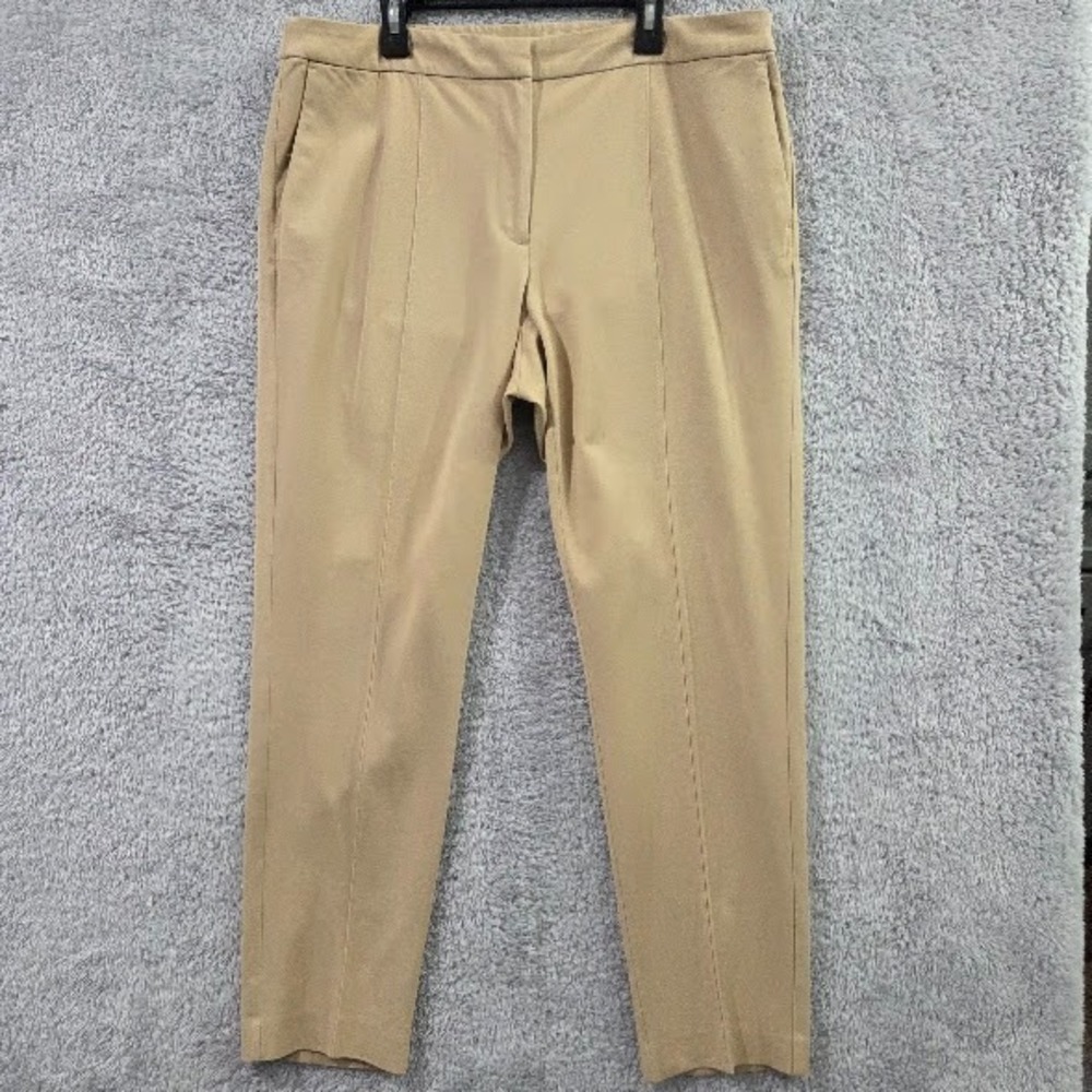 J Jill Premium Bi-Stretch Pants Women's 14 Khaki Tan Seam Front Business Casual